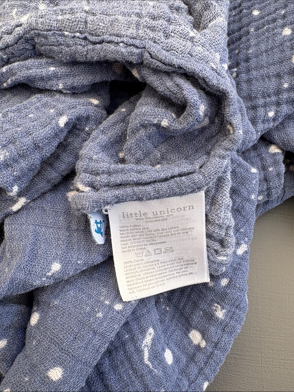 Little Unicorn Blue Muslin Baby Swaddle Star Saling